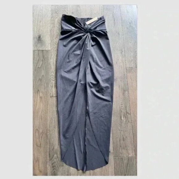 SKIMS Signature Swim Recycled Sarong Maxi Skirt Size XS Black Ruched CoverUp NWT - Picture 2 of 7